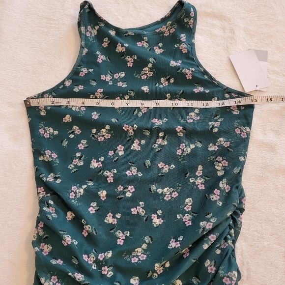 Nordstrom BP Dress Green Floral Runched Bodycon Mini Women's Size S - Picture 11 of 16